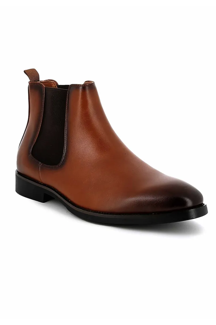 Bottines UOMO en Simili Cuir Cognacs - Style Sophistiqué et Polyvalent