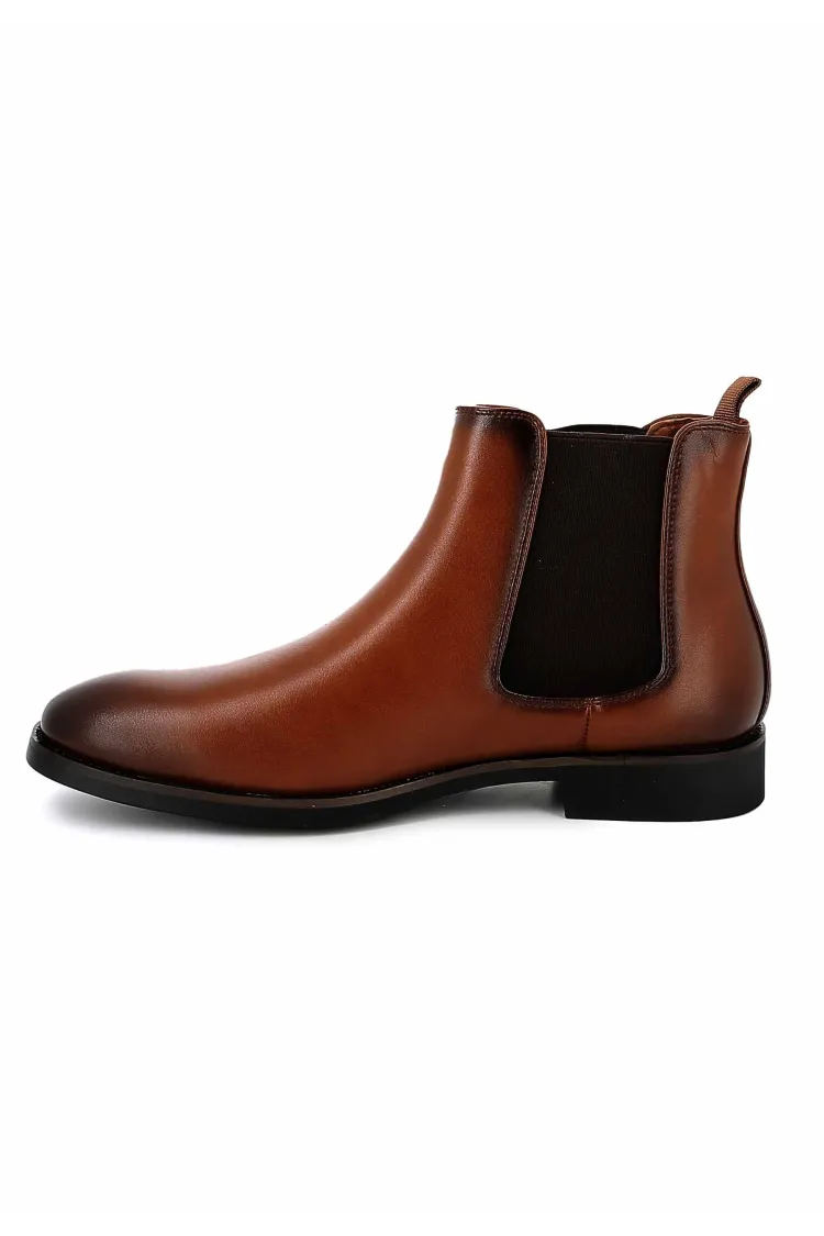 Bottines UOMO en Simili Cuir Cognacs - Style Sophistiqué et Polyvalent