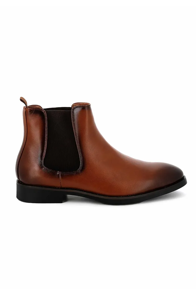 Bottines UOMO en Simili Cuir Cognacs - Style Sophistiqué et Polyvalent