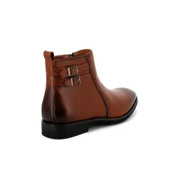 Bottines UOMO en Simili Cuir Cognacs avec boucles - Détails Distinctifs