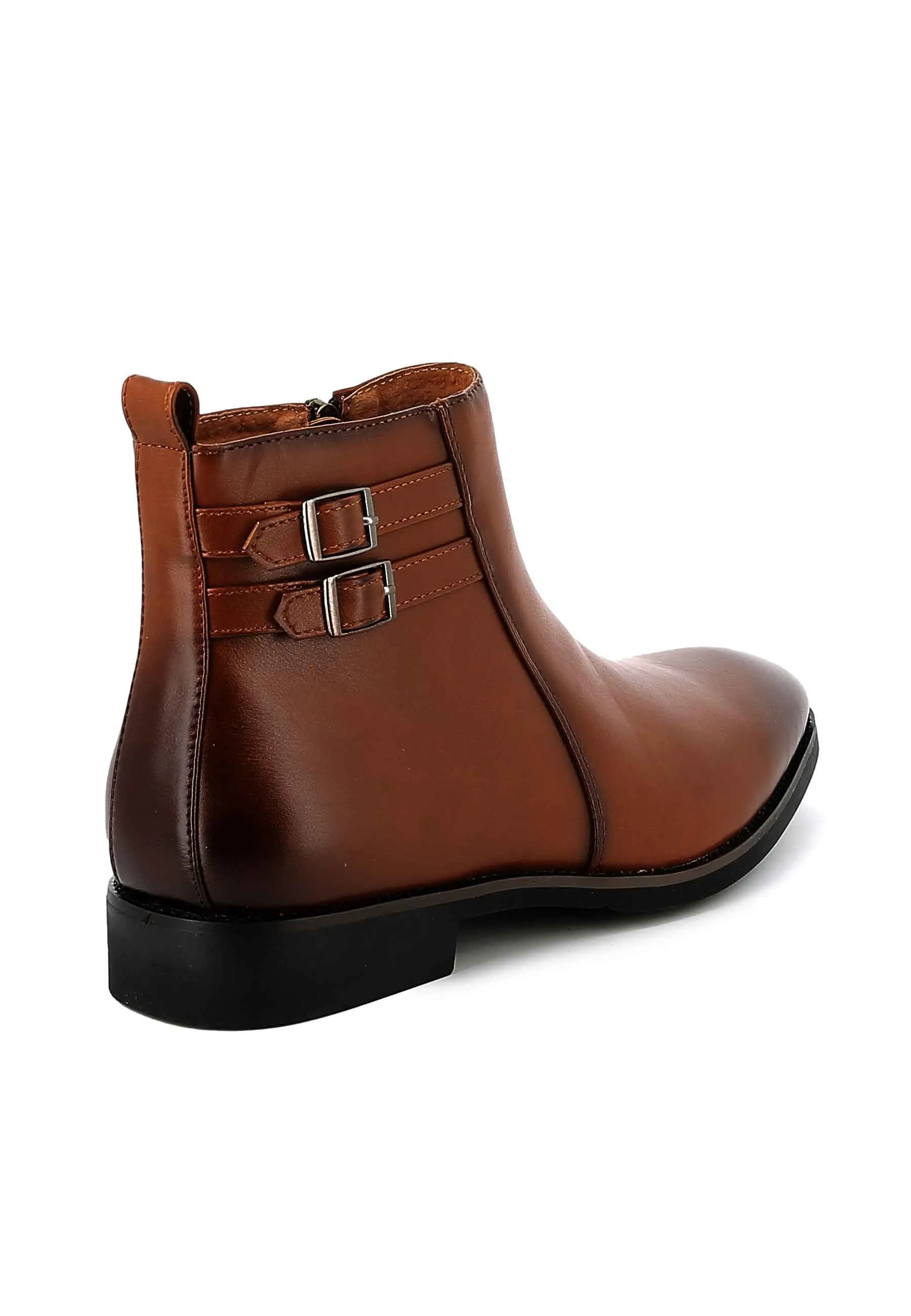 Bottines UOMO en Simili Cuir Cognacs avec boucles - Détails Distinctifs