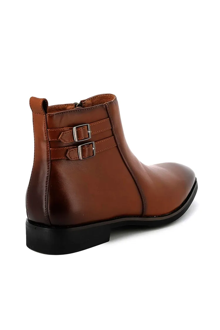 Bottines UOMO en Simili Cuir Cognacs avec boucles - Détails Distinctifs