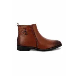 Bottines UOMO en Simili Cuir Cognacs avec boucles - Détails Distinctifs
