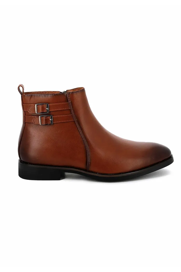 Bottines UOMO en Simili Cuir Cognacs avec boucles - Détails Distinctifs