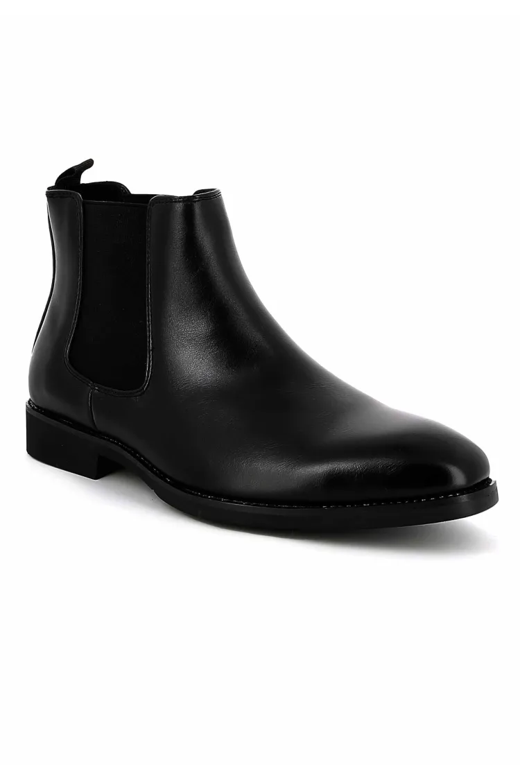 Bottines UOMO en Simili Cuir Noires - Style Sophistiqué et Polyvalent