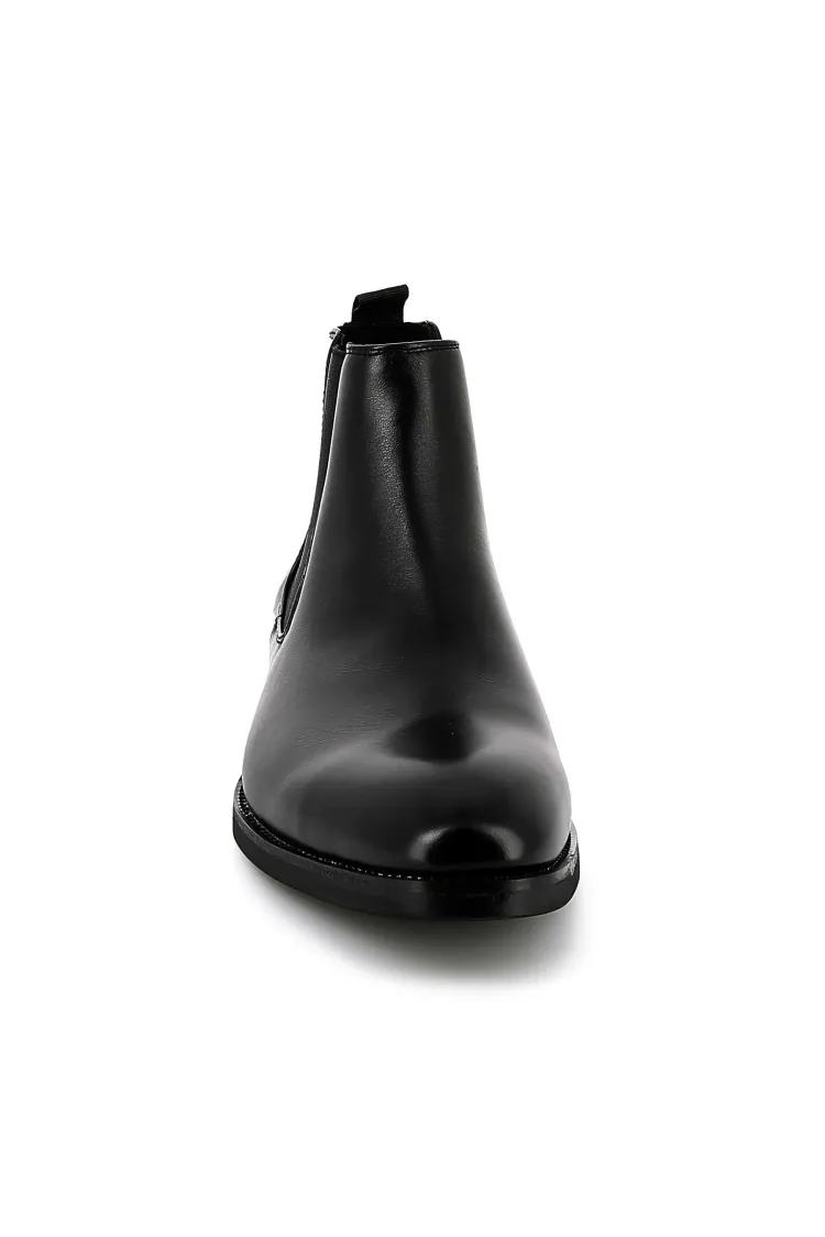 Bottines UOMO en Simili Cuir Noires - Style Sophistiqué et Polyvalent