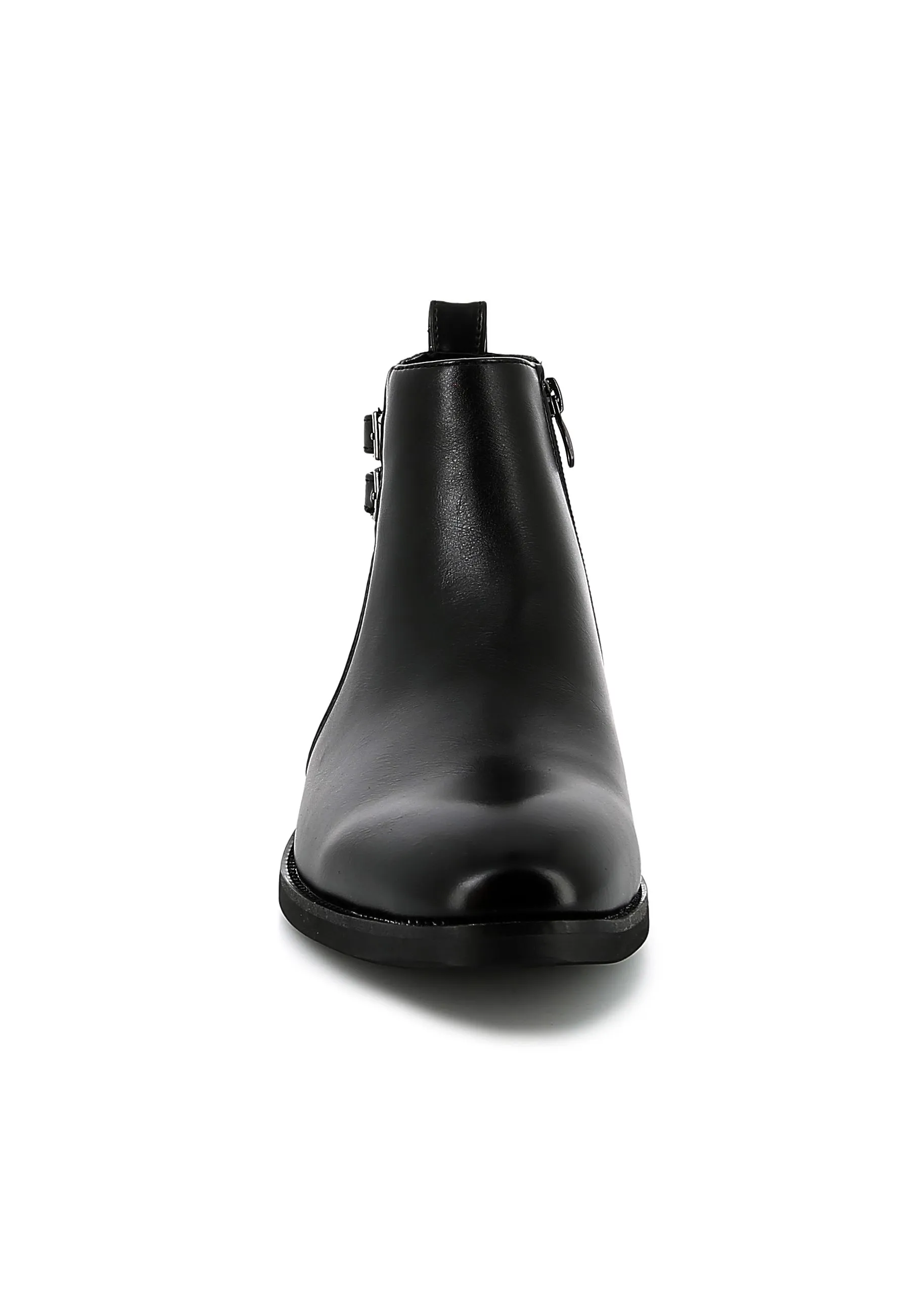 Bottines UOMO en Simili Cuir Noires avec boucles - Détails Distinctifs