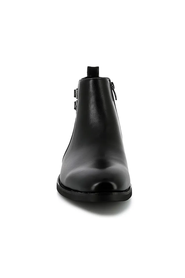 Bottines UOMO en Simili Cuir Noires avec boucles - Détails Distinctifs