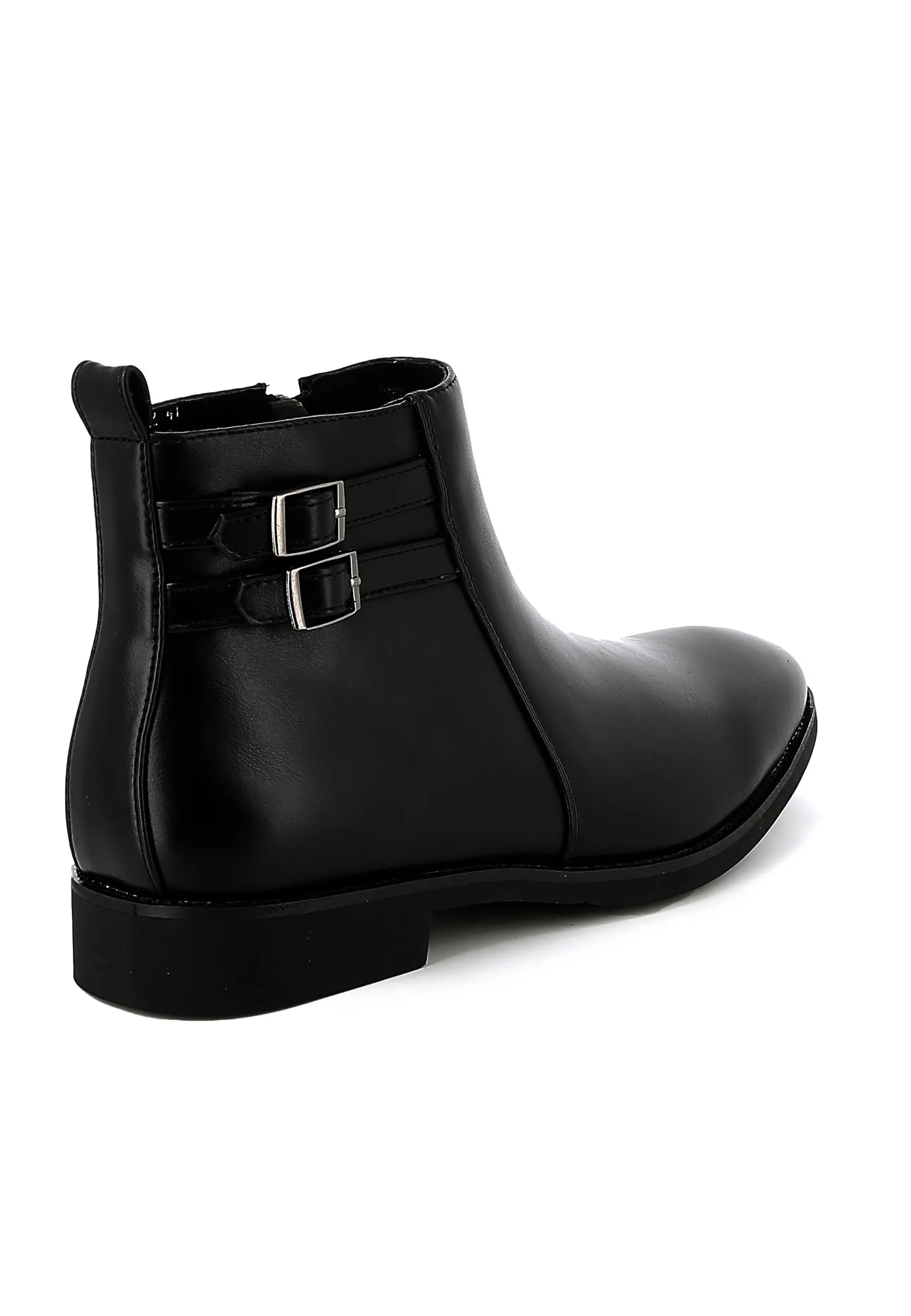 Bottines UOMO en Simili Cuir Noires avec boucles - Détails Distinctifs