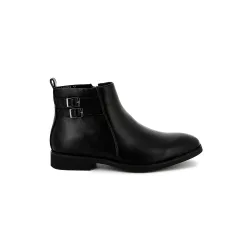 Bottines UOMO en Simili Cuir Noires avec boucles - Détails Distinctifs