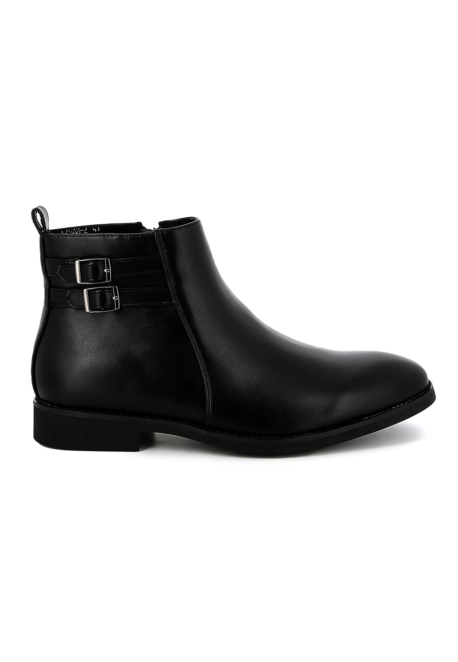Bottines UOMO en Simili Cuir Noires avec boucles - Détails Distinctifs