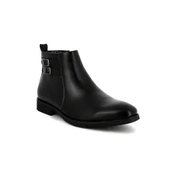 Bottines UOMO en Simili Cuir Noires avec boucles - Détails Distinctifs