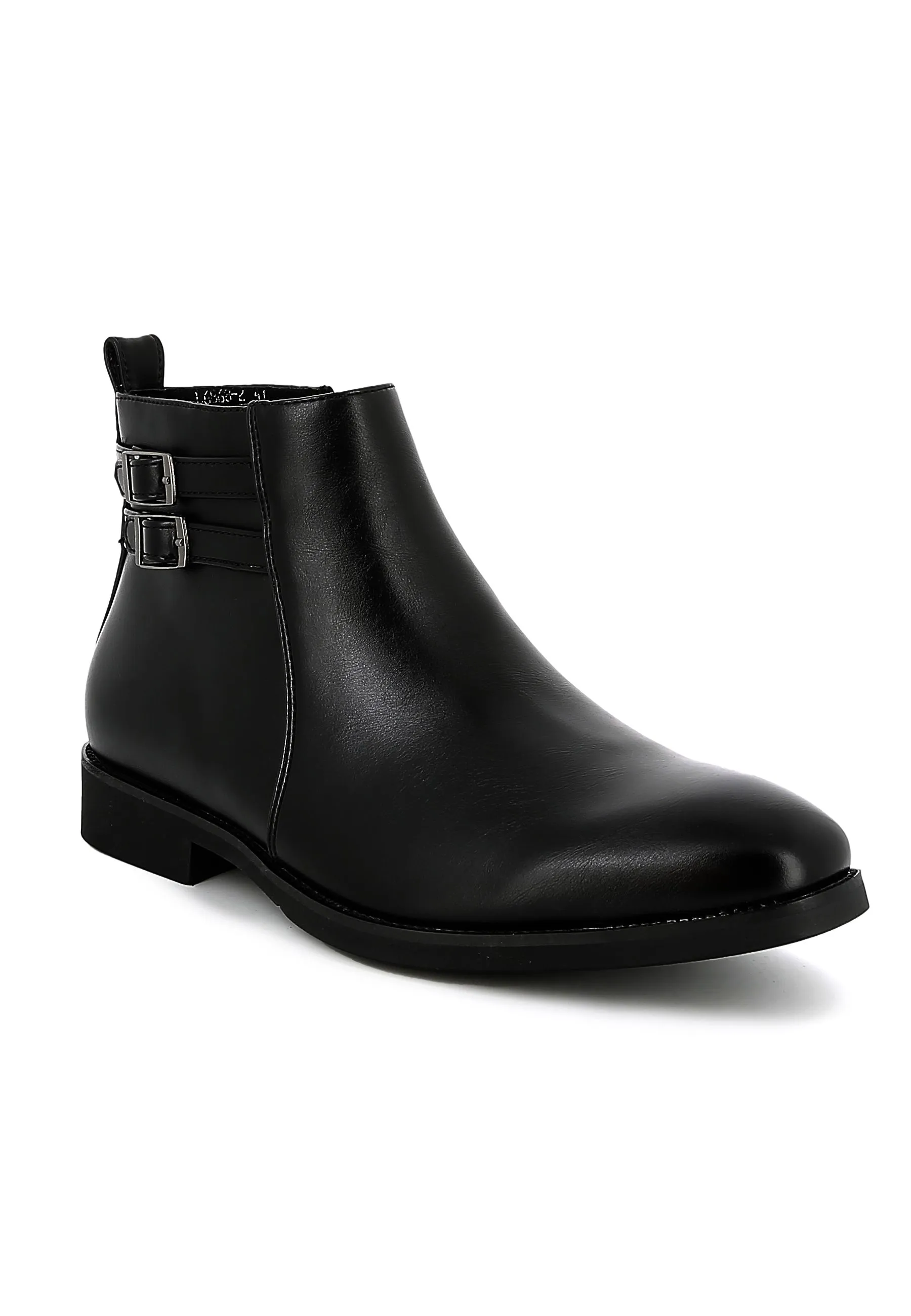 Bottines UOMO en Simili Cuir Noires avec boucles - Détails Distinctifs