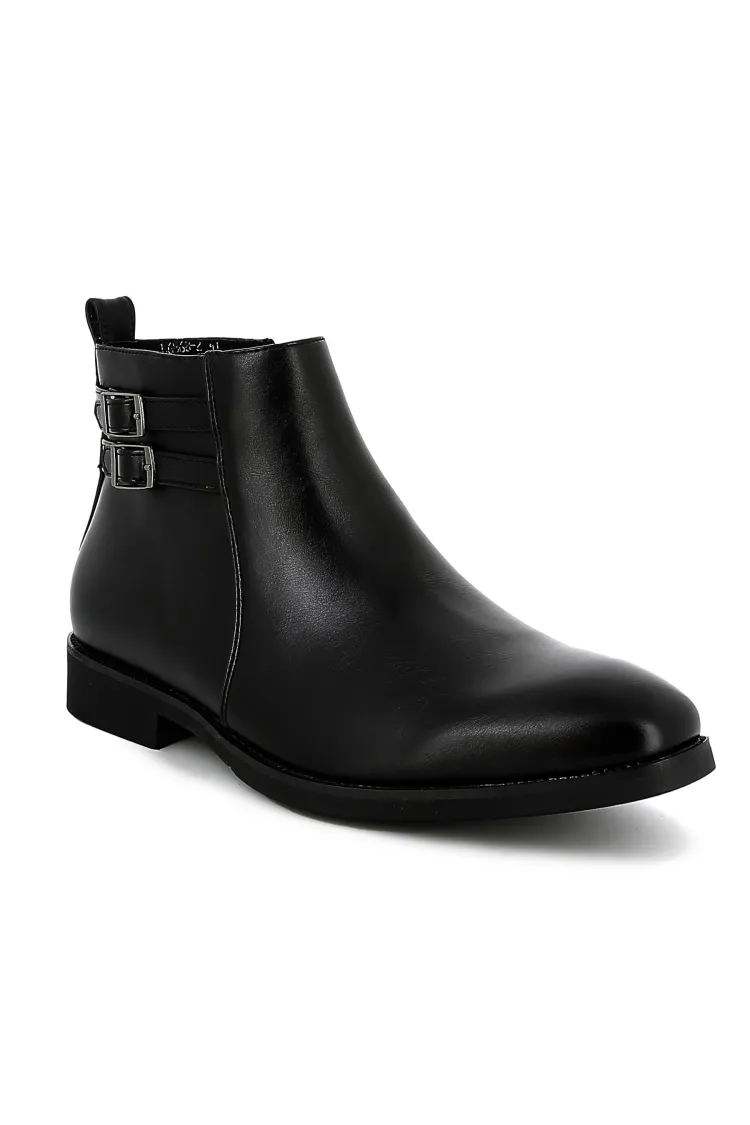 Bottines UOMO en Simili Cuir Noires avec boucles - Détails Distinctifs