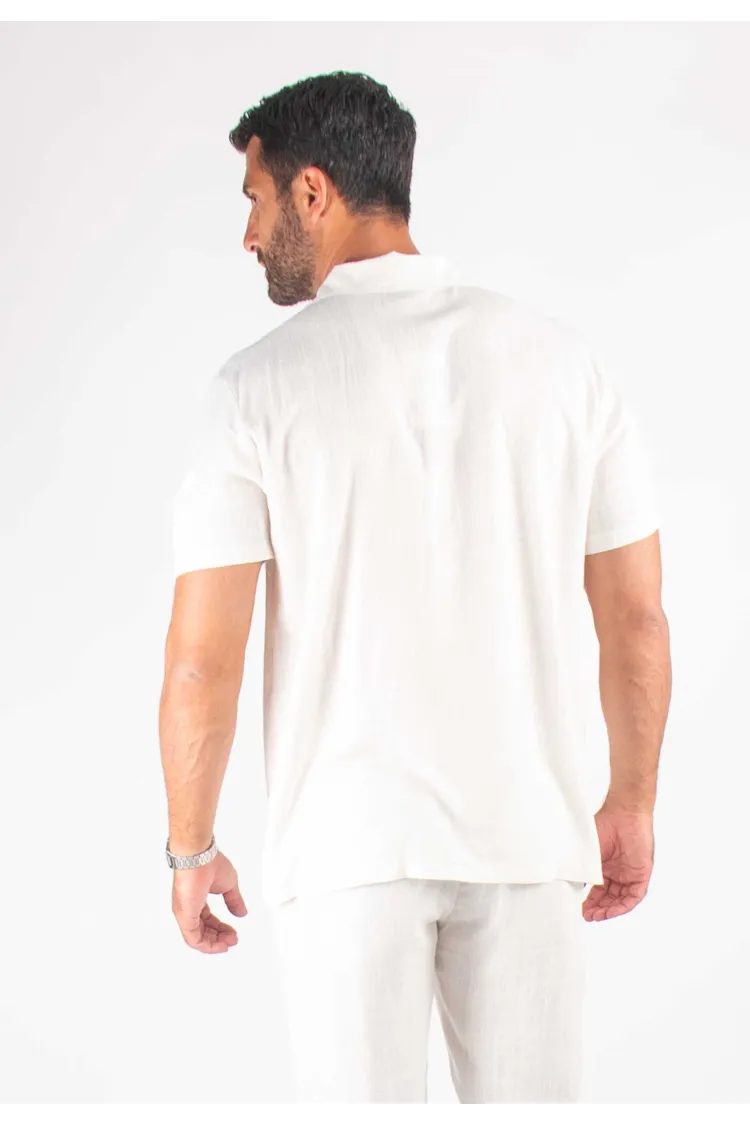 Chemisette Homme Lin & Viscose Blanc | HOLLYGHOST