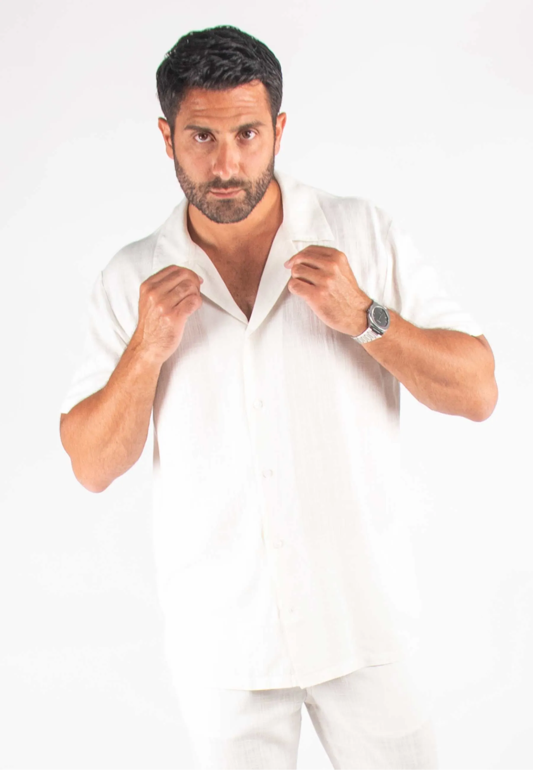 Chemisette Homme Lin & Viscose Blanc | HOLLYGHOST
