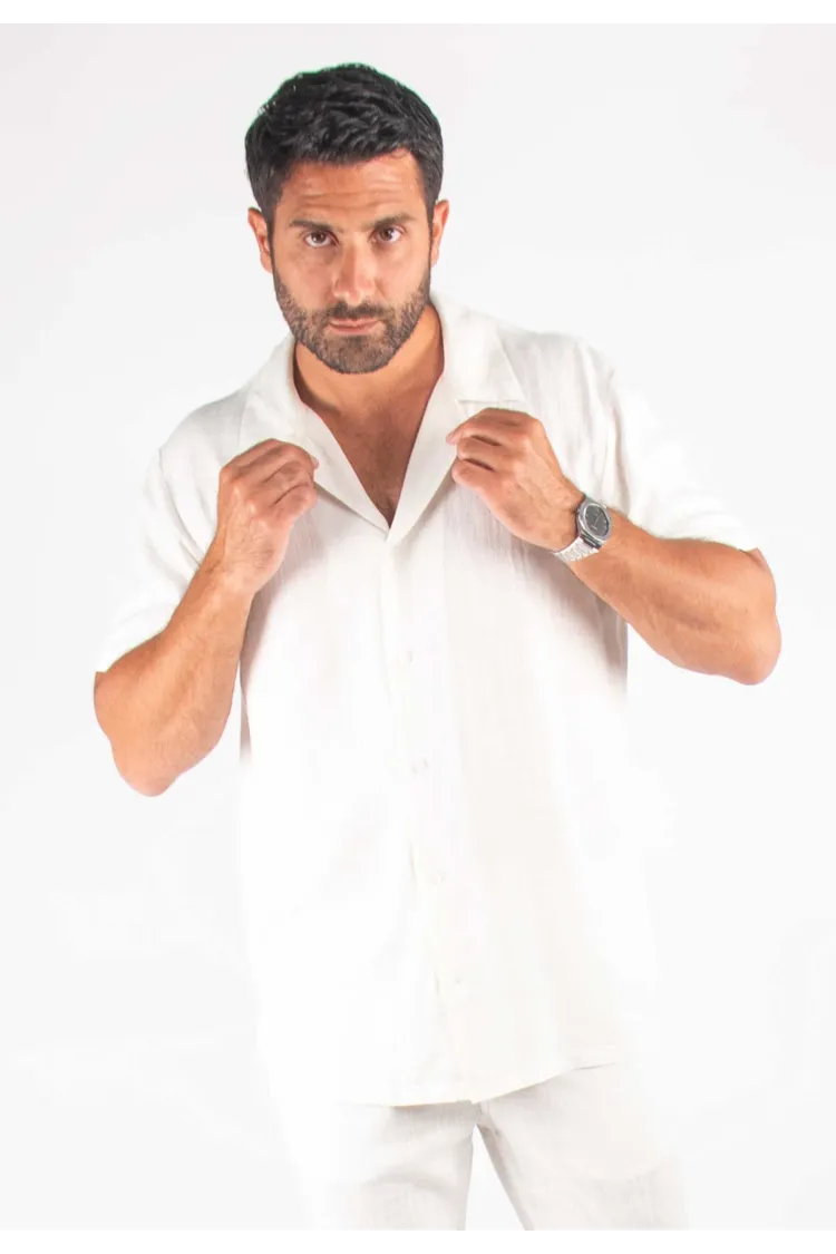 Chemisette Homme Lin & Viscose Blanc | HOLLYGHOST