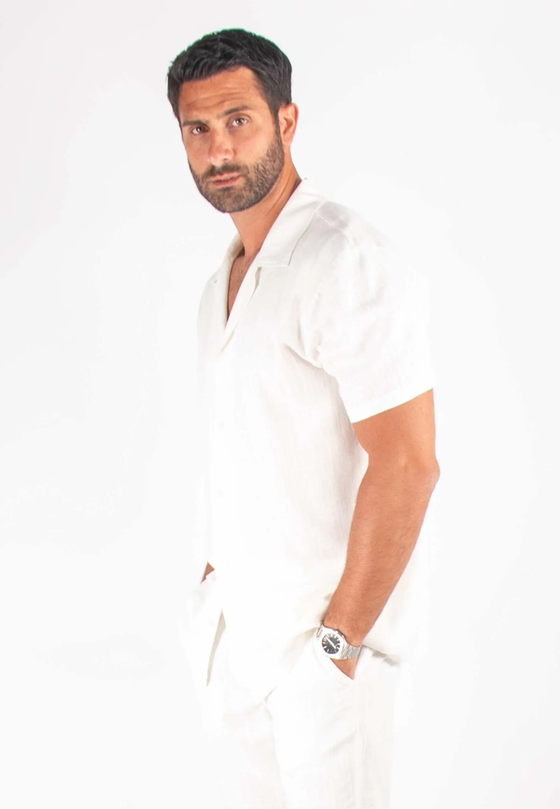 Chemisette Homme Lin & Viscose Blanc | HOLLYGHOST