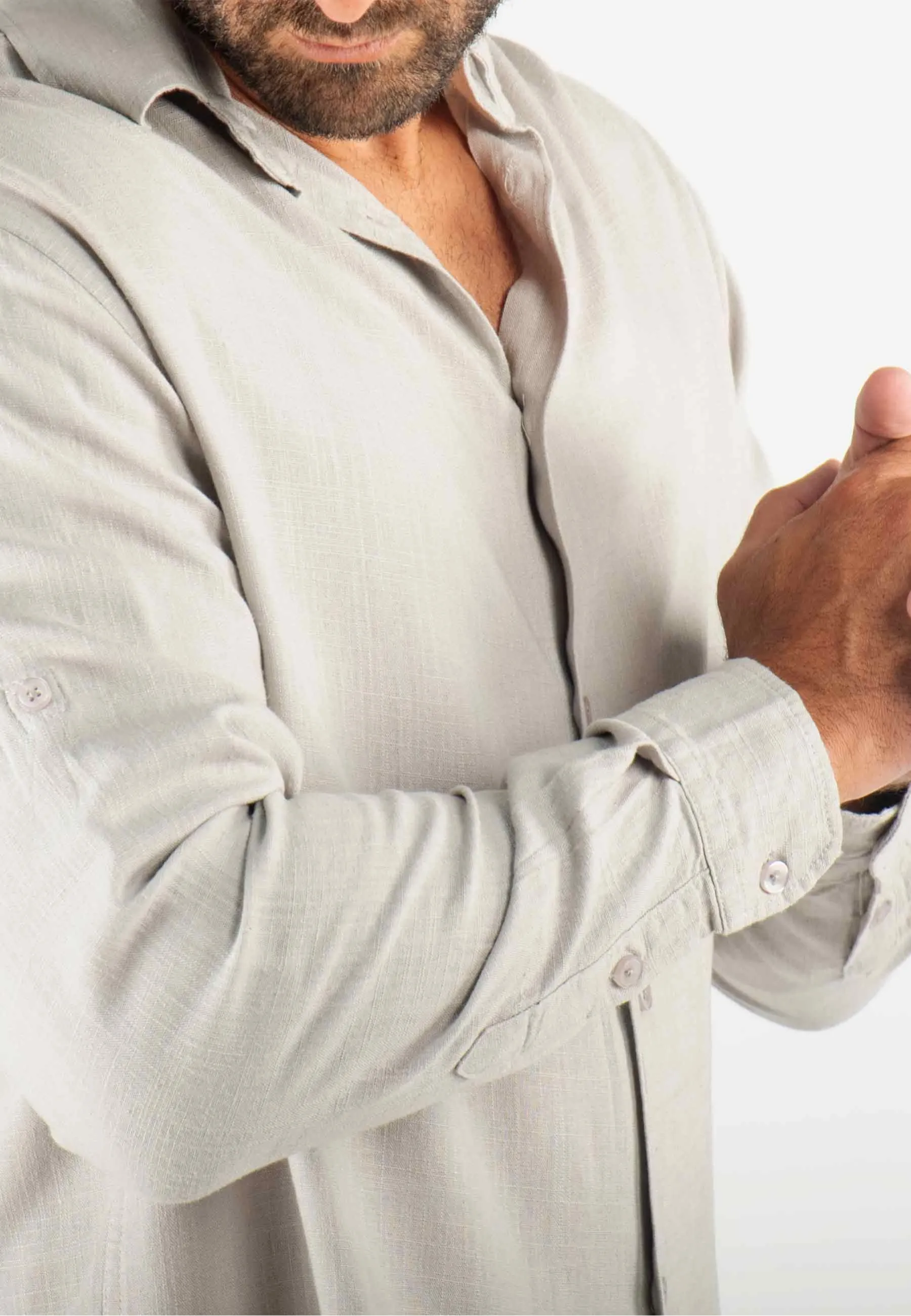 Chemise Homme Mélange Viscose et Lin - Gris