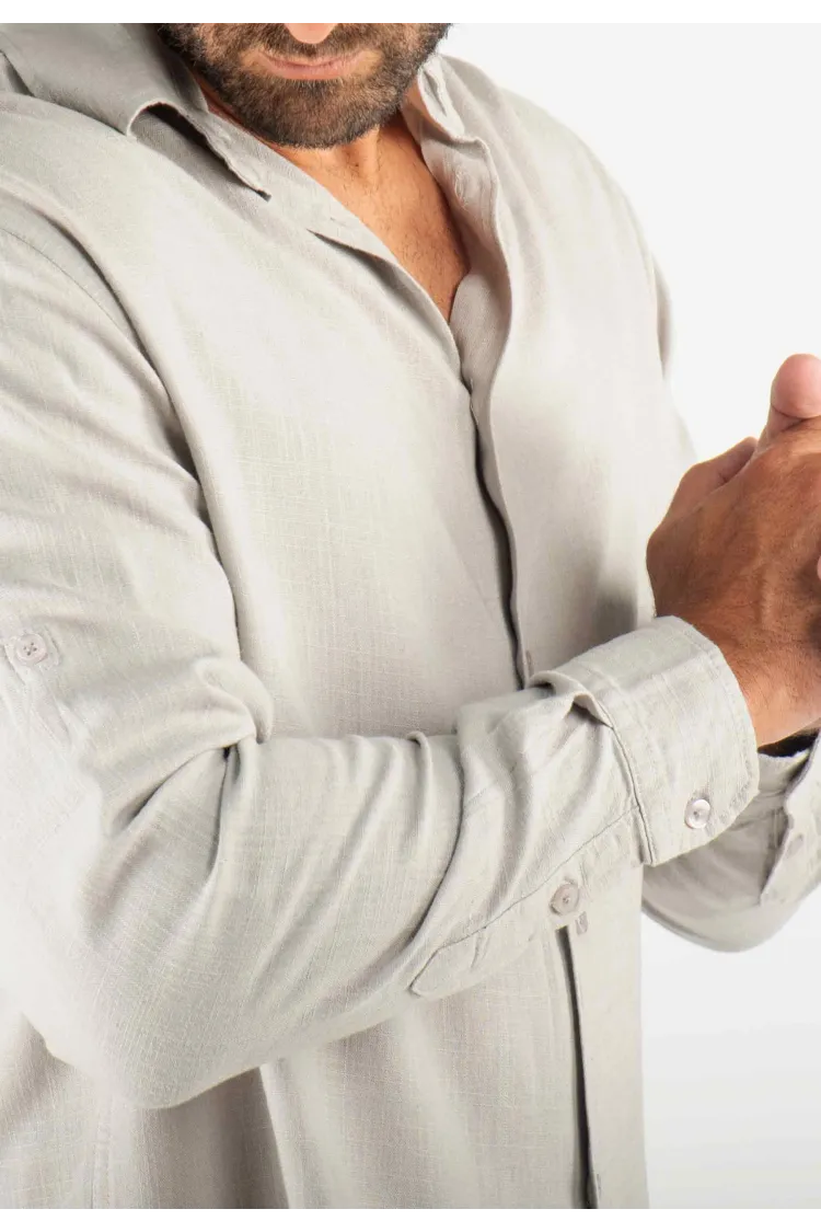Chemise Homme Mélange Viscose et Lin - Gris