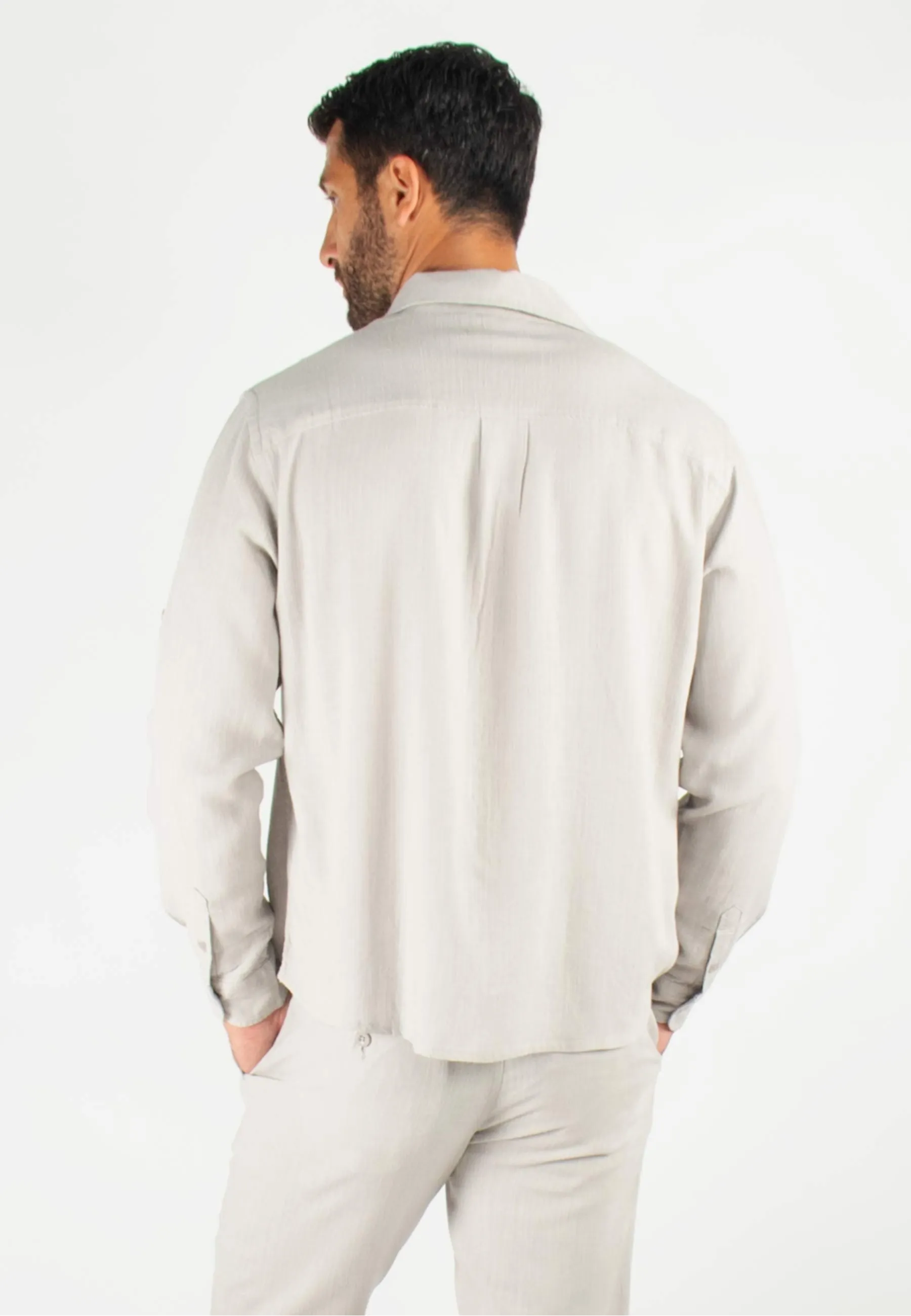 Chemise Homme Mélange Viscose et Lin - Gris
