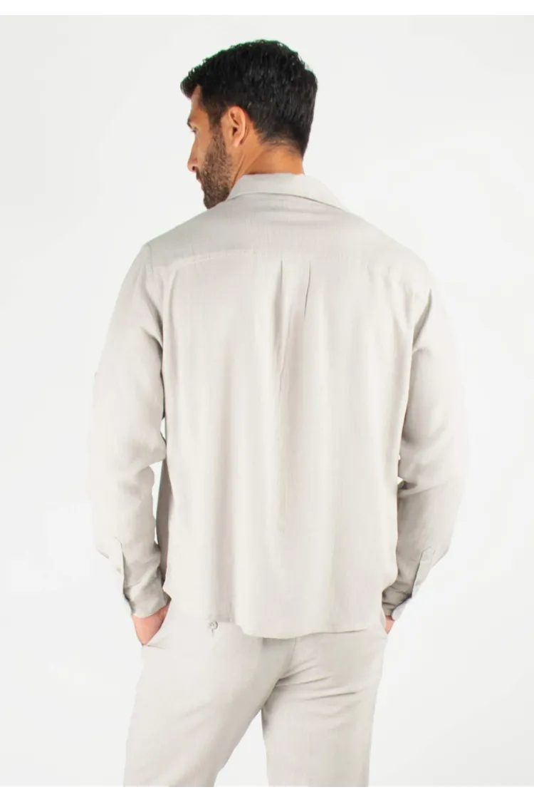 Chemise Homme Mélange Viscose et Lin - Gris