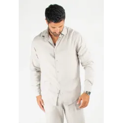 Chemise Homme Mélange Viscose et Lin - Gris