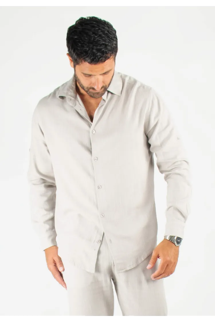 Chemise Homme Mélange Viscose et Lin - Gris