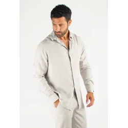 Chemise Homme Mélange Viscose et Lin - Gris