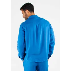 Chemise Homme Mélange Viscose et Lin - Bleu royal