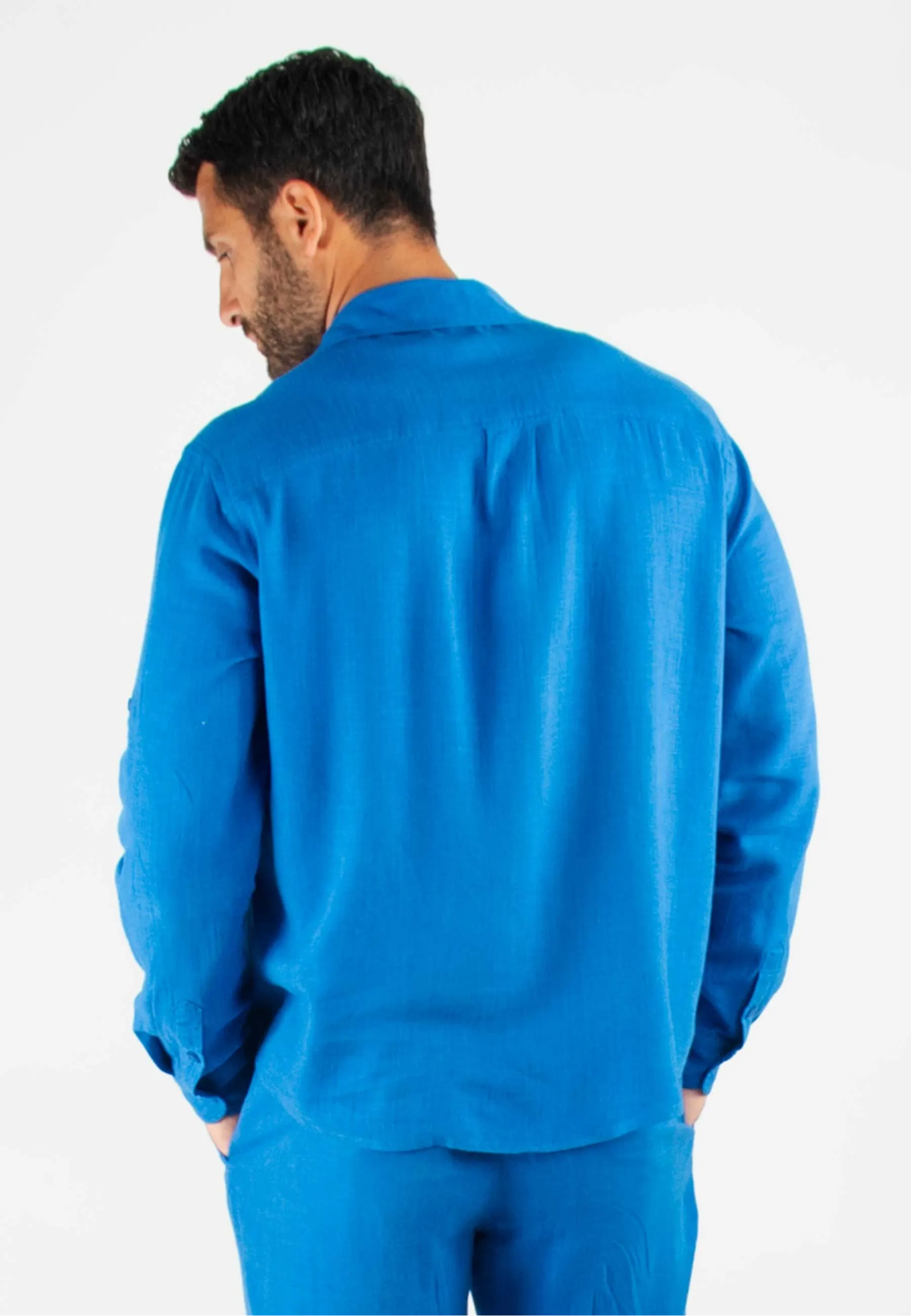 Chemise Homme Mélange Viscose et Lin - Bleu royal