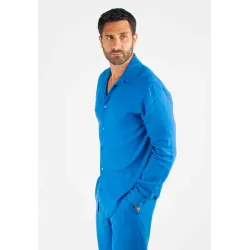 Chemise Homme Mélange Viscose et Lin - Bleu royal