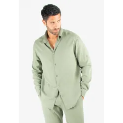 Chemise Homme Mélange Viscose et Lin - Kaki