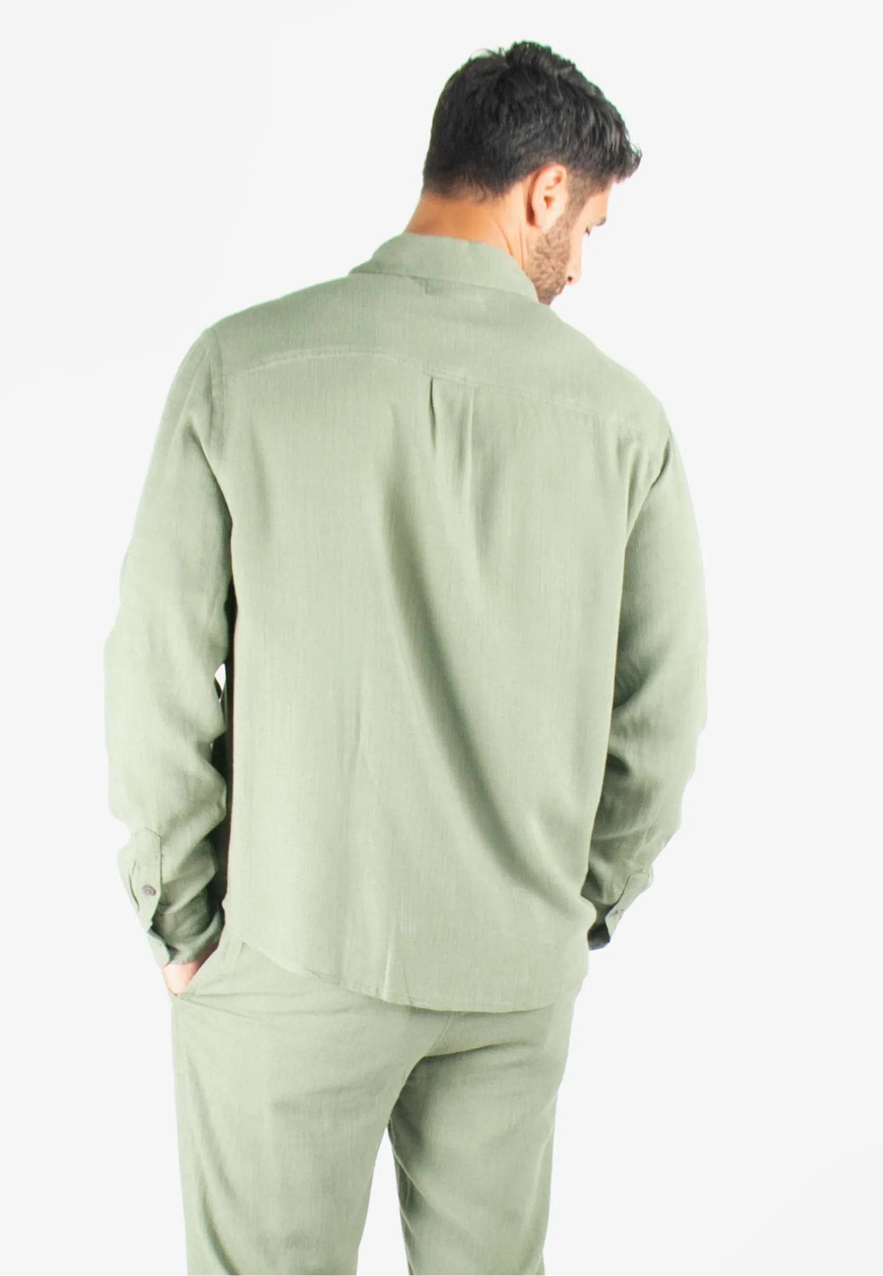 Chemise Homme Mélange Viscose et Lin - Kaki