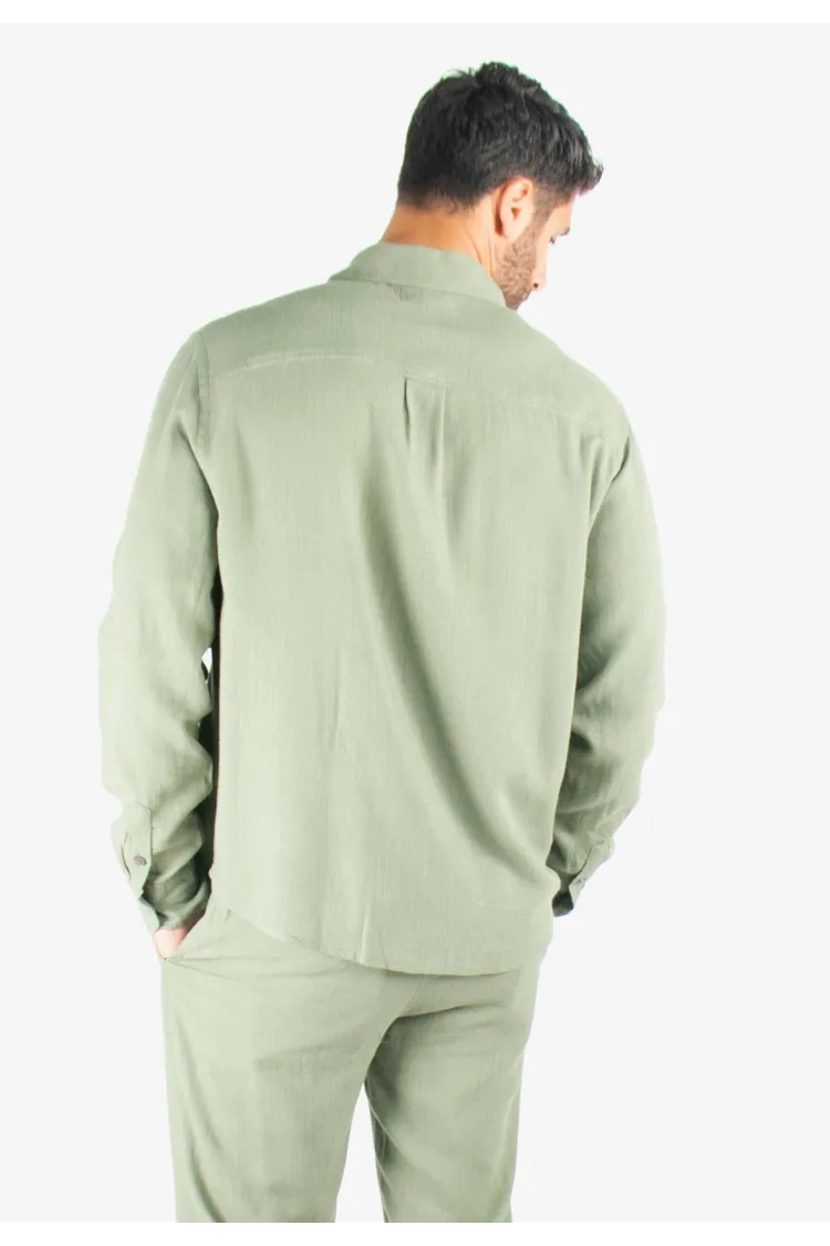 Chemise Homme Mélange Viscose et Lin - Kaki