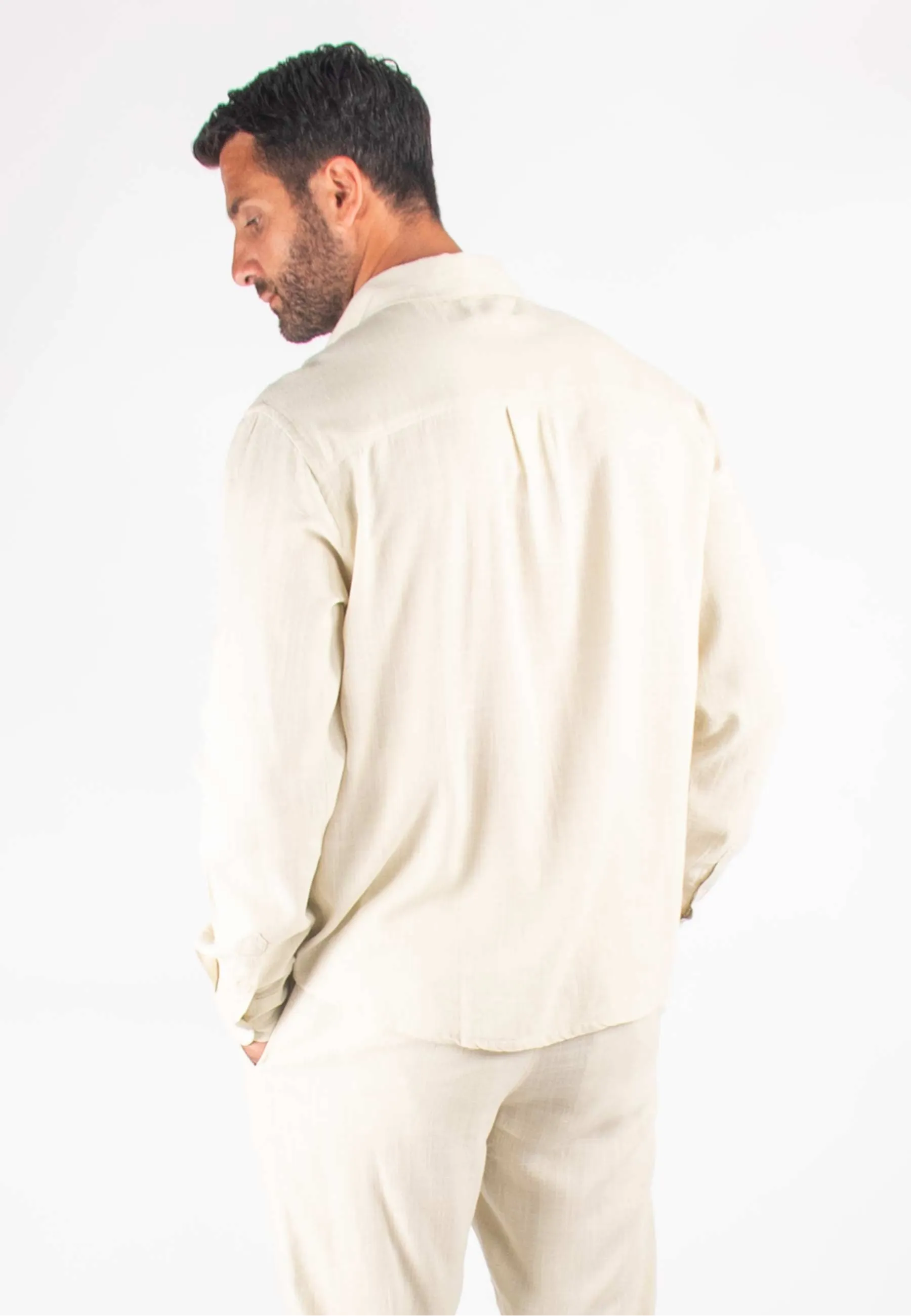 Chemise Homme Mélange Viscose et Lin - Sand