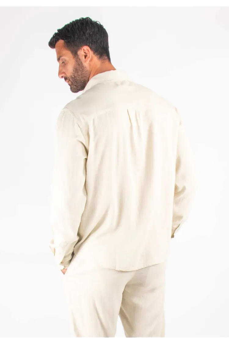 Chemise Homme Mélange Viscose et Lin - Sand
