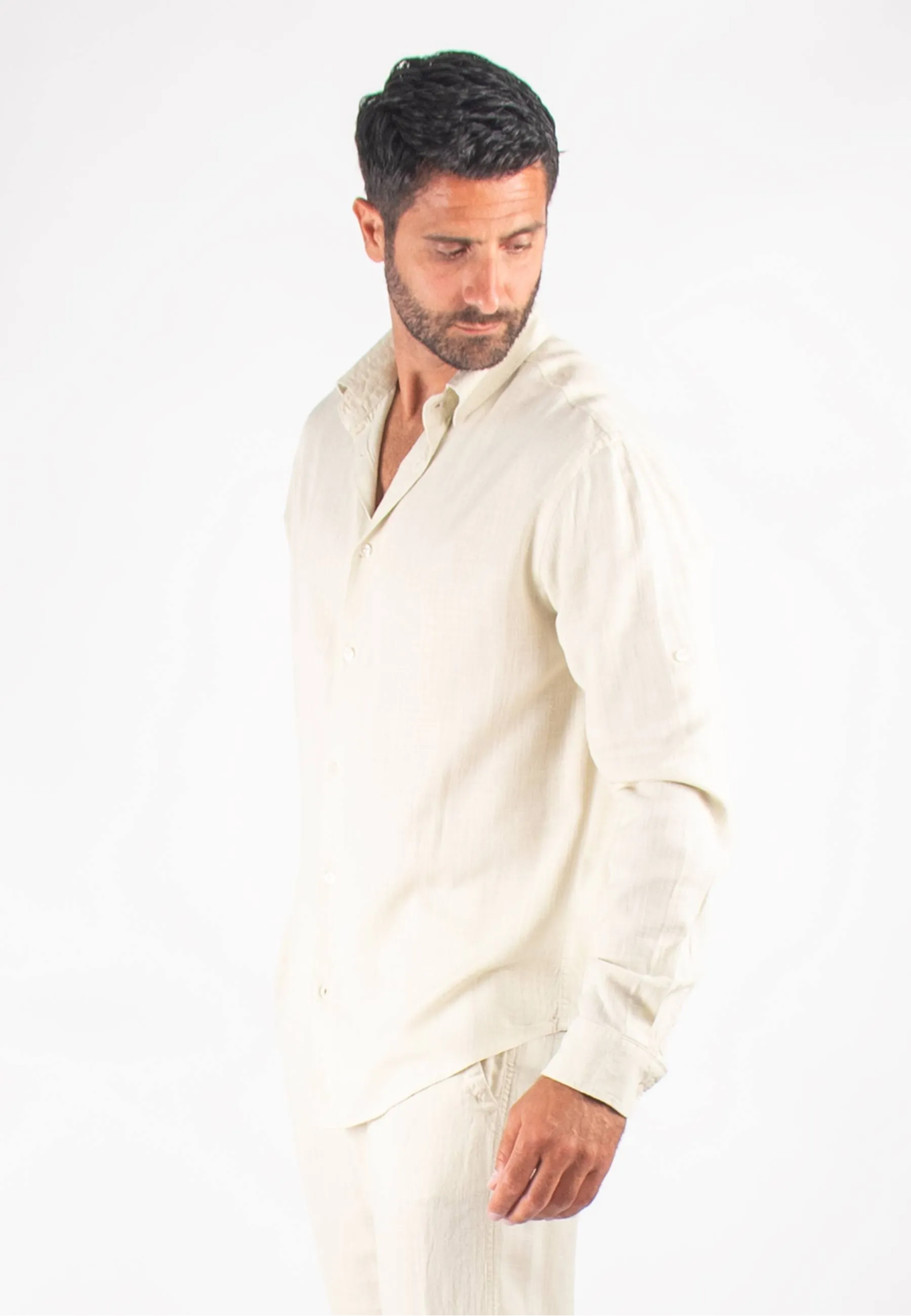 Chemise Homme Mélange Viscose et Lin - Sand