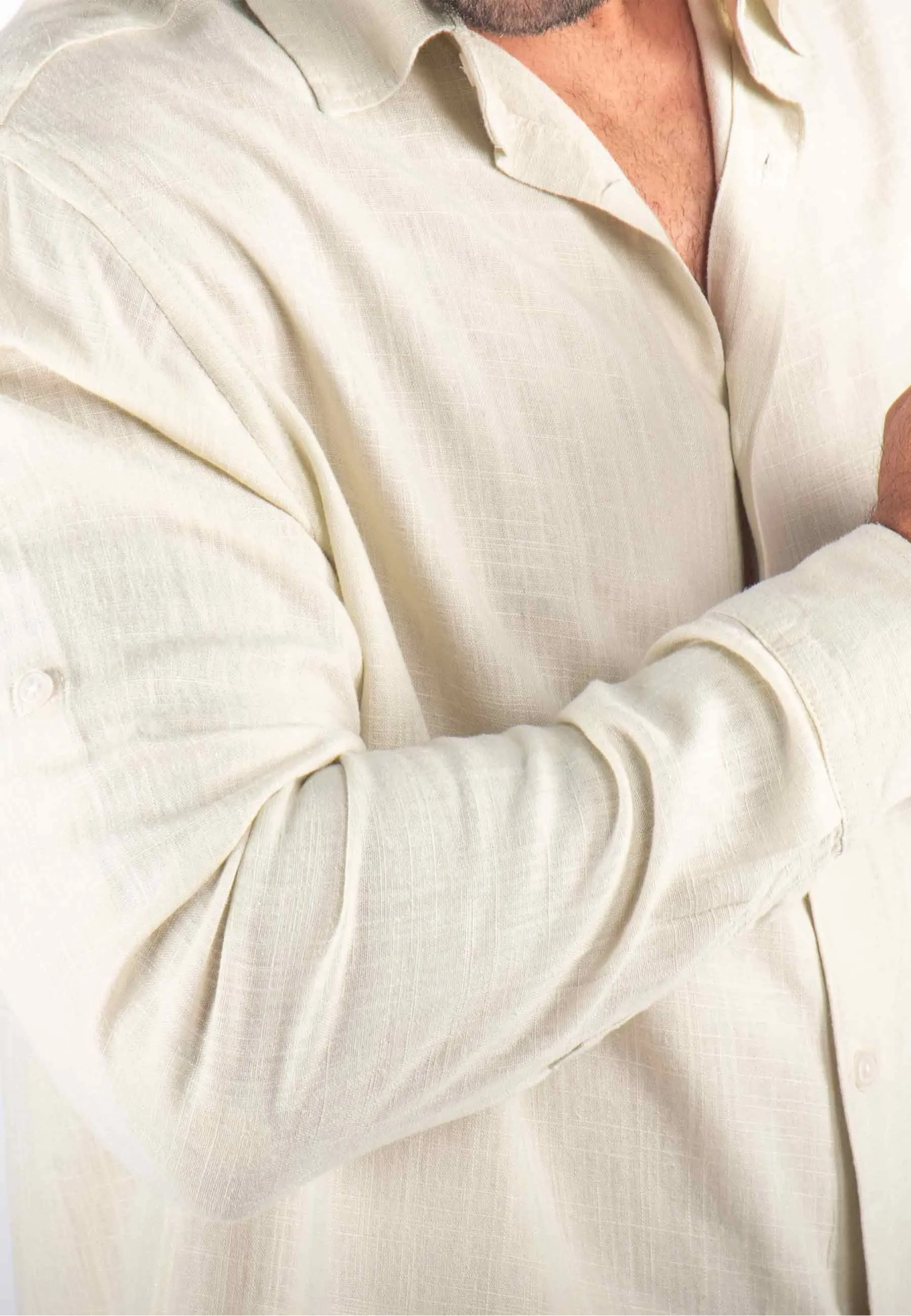 Chemise Homme Mélange Viscose et Lin - Sand