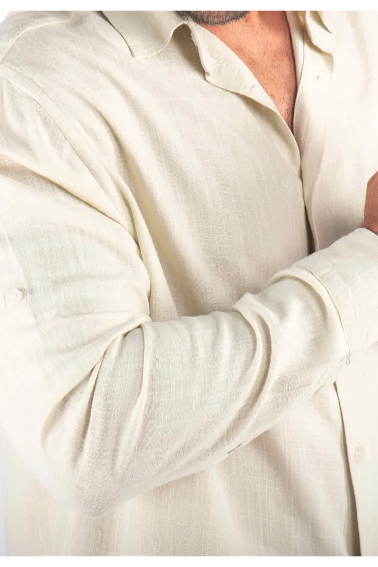 Chemise Homme Mélange Viscose et Lin - Sand