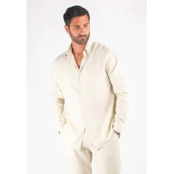 Chemise Homme Mélange Viscose et Lin - Sand