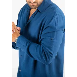 Chemise Homme Mélange Viscose et Lin - Bleu marine