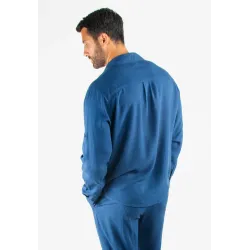 Chemise Homme Mélange Viscose et Lin - Bleu marine