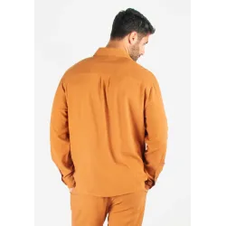 Chemise Homme Mélange Viscose et Lin - Terracotta