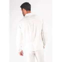 Chemise Homme Mélange Viscose et Lin - Blanc