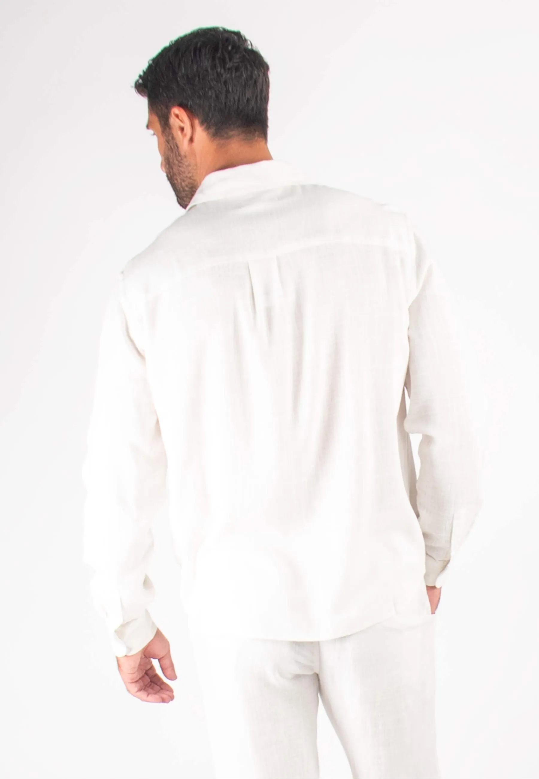 Chemise Homme Mélange Viscose et Lin - Blanc