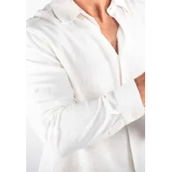 Chemise Homme Mélange Viscose et Lin - Blanc