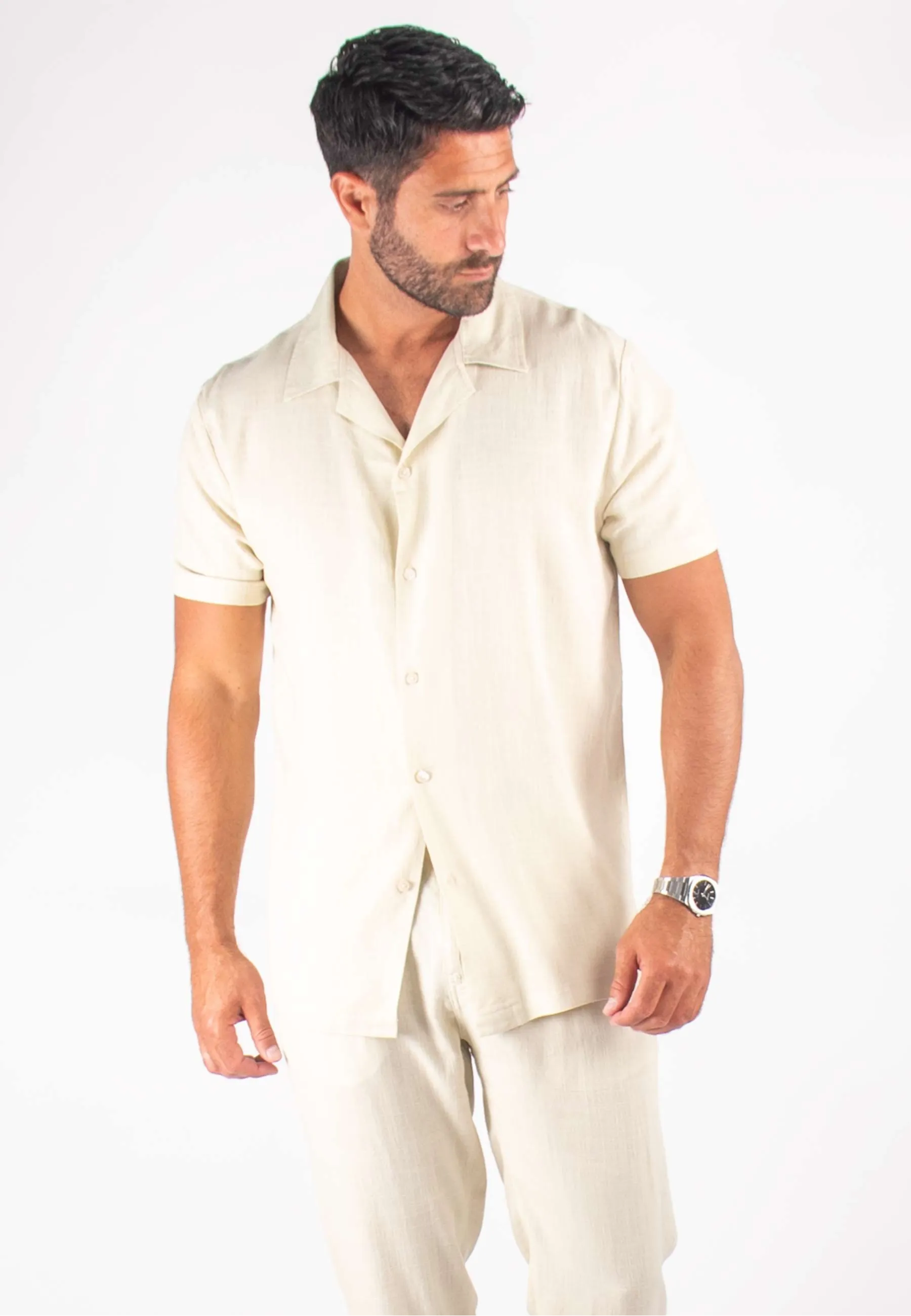 Chemisette Homme Viscose et Lin - Sand