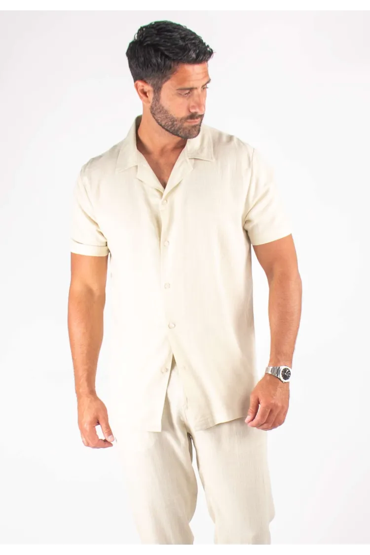 Chemisette Homme Viscose et Lin - Sand