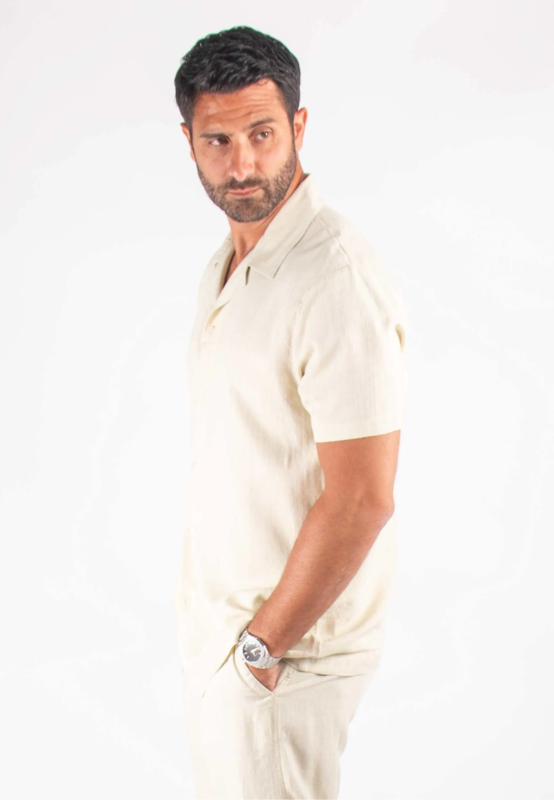 Chemisette Homme Viscose et Lin - Sand